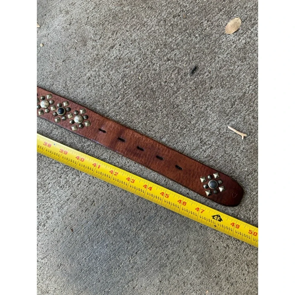 HTC Leather Belt Studded Brown Size 42 Rockabilly 40s 50s Vintage Style